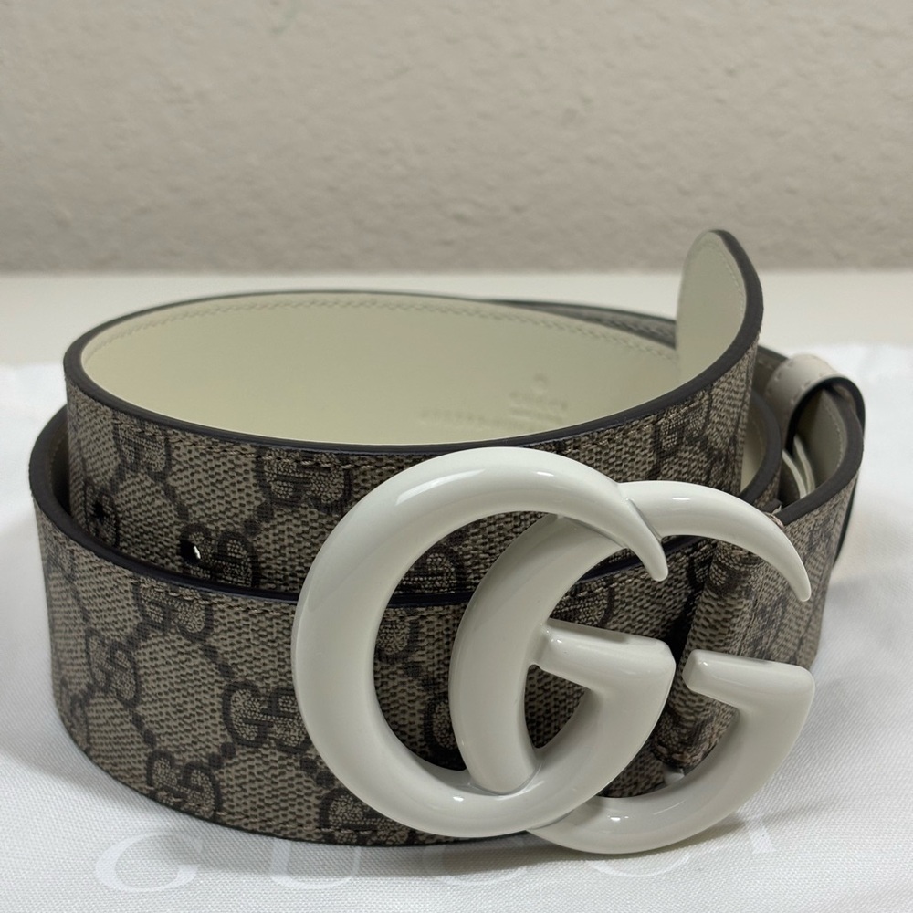 Gucci GG Marmont Supreme Wide Belt Leather and Canvas